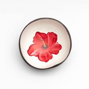 Coconut bowl hibiscus hand-painted